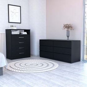 Tryon 2 Piece Bedroom Set, Drawer Dresser + Drawer Dresser, Black