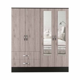 Florencia L Mirrored Armoire; Two Cabinets With Divisions; Two Drawers