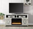 ACME Noralie TV STAND W/FIREPLACE Mirrored & Faux Diamonds LV00318