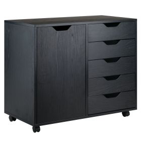 Halifax Wide Storage Cabinet; 5-Drawer; Black