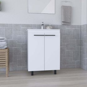 Floor Cabinet Oxnard, Double Door, White Finish