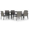 7 Piece Patio Dining Set Poly Rattan Gray