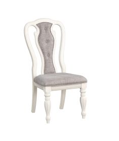 ACME Florian Side Chair(Set-2), Gray Fabric & Antique White Finish DN01654