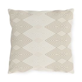 Decorative Outdoor Pillows - Set Of 2, Beige And White Tribal Geometric Aztec Print