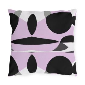 Decorative Outdoor Pillows With Zipper - Set Of 2, Geometric Lavender And Black Pattern