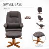 Recliner Chair with Ottoman, Swivel Recliner Chair with Wood Base for Livingroom, Bedroom, Faux Leather Beige,Brown