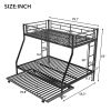 Twin over Full Bed with Sturdy Steel Frame, Bunk Bed with Twin Size Trundle, Two-Side Ladders, Black(OLD SKU:MF194424AAB)