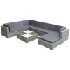 8 Piece Patio Lounge Set with Cushions Poly Rattan Gray