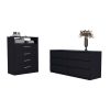 Tryon 2 Piece Bedroom Set, Drawer Dresser + Drawer Dresser, Black