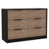 Mullen 2 Piece Bedroom Set, Drawer Dresser + Drawer Dresser, Black / Pine