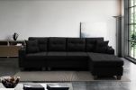 Right sectional sofa with footrest, convertible corner sofa with armrest storage, living room and apartment sectional sofa, right chaise longue(black)