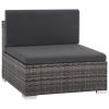 7 Piece Patio Lounge Set with Cushions Poly Rattan Gray