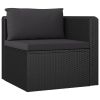 7 Piece Patio Lounge Set with Cushions Poly Rattan Black