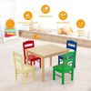 Kids 5 Pieces Table and Chair Set Wooden Children Activity Playroom Furniture Gift