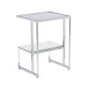 Silver Chrome Side Table, 2-Tier Acrylic Glass End Table for Living Room&Bedroom