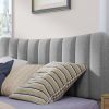 Upholstered Platform Bed Frame with Vertical Channel Tufted Headboard, No Box Spring Needed, Full,Gray