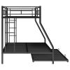 Twin over Full Bed with Sturdy Steel Frame, Bunk Bed with Twin Size Trundle, Two-Side Ladders, Black(OLD SKU:MF194424AAB)