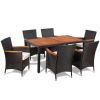 7 Piece Patio Dining Set with Cushions Poly Rattan