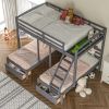 Full over Twin & Twin Bunk Bed,Triple Bunk Bed with Drawers