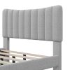 Upholstered Platform Bed Frame with Vertical Channel Tufted Headboard, No Box Spring Needed, Full,Gray