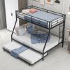 Twin over Full Bed with Sturdy Steel Frame, Bunk Bed with Twin Size Trundle, Two-Side Ladders, Black(OLD SKU:MF194424AAB)