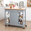 Mobile Kitchen Island Cart with 4 Open Shelves and 2 Drawers