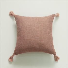 Cotton And Linen Tassel Handmade Pillow Cover (Option: 45x45cm Without Core-Dirty Pink With Tassel)