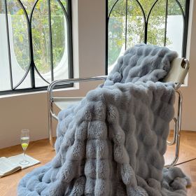 Rabbit Velvet Blanket Thickened Double-sided Fleece Bedroom Cover Blanket (Option: Grey blue-200x230cm)