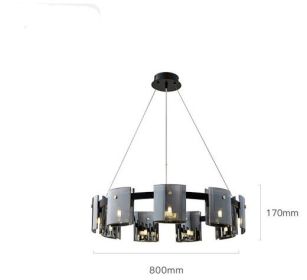 Modern Simple Glass Living Room Chandelier Bedroom Study Personality (Option: 9heads smoke grey-White light)