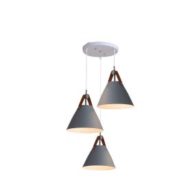 Nordic Dining Room Chandelier Creative Art Simple Personality Macaron Bedroom Bar Lamp (Option: Grey disc-White light)