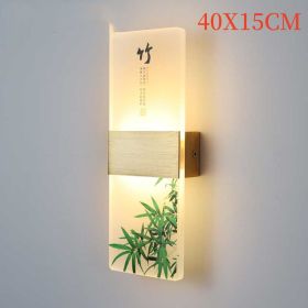 Plum, Orchid, Bamboo, Chrysanthemum LED Bedside Lamp (Option: Bamboo-40x15cm-Warm light)