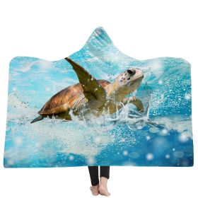 New Ocean Turtle Series Hooded Blanket Cape (Option: 3style-130x150cm)