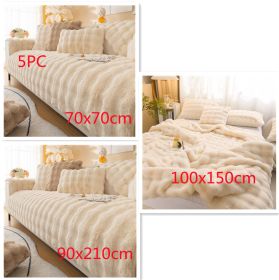 Rabbit Velvet Blanket Thickened Double-sided Fleece Bedroom Cover Blanket (Option: Dehaired Angora Beige set-100x150cm)