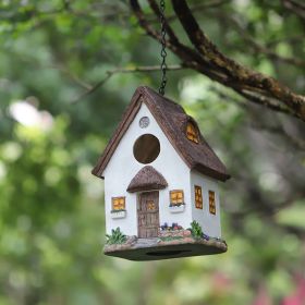 Garden Garden Decorations Arrangement Crafts Ornaments (Option: White Thatched Hut Bird House)