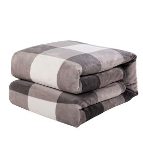 Plaid Flange Blanket Fluff Print Coral (Option: Gray And White Plaid-130x150cm)