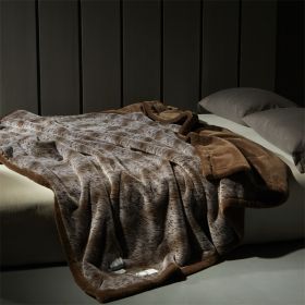 Artificial Mink Hair Fur Blanket High-end Double-layer Thickened Warm (Option: Dark Brown-200x 230cm)