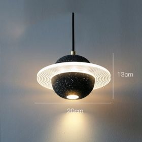 Planet Small Chandelier Red Single Head Bedroom Bedside Lamp (Option: Double glossy black-110v)