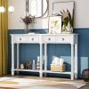 Console Table Sofa Table for Entryway with Drawers and Long Shelf Rectangular