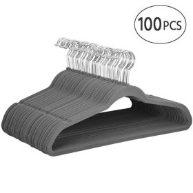 Non Slip Velvet Clothing Hangers, 100 Pack (Color: Gray)