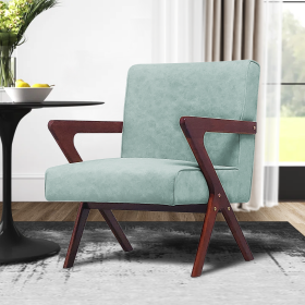 Elegant Style Accent Arm Chair, Green, 25.6" x 28.1" x 34.6" (Color: Green, Material: Soild Wood+Velet)