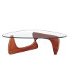 Living room triangle 12mm tempered glass solid wood base coffee table