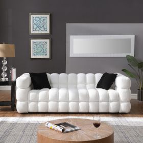 84.3 length ,35.83" deepth ,human body structure for USA people, marshmallow sofa,boucle sofa ,White color,3 seater (Color: White)