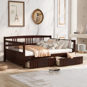 Full Size Daybed Wood Bed with Two Drawers (Color: Espresso)