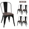 18 Inch Set of 4 Metal Dining Chair with Stackable Design