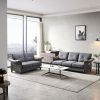 Living Room Furniture Linen Fabric Faux Leather with Wood Leg 2+3 Sectional (Dark Grey)