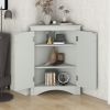 Triangle Bathroom Storage Cabinet with Adjustable Shelves, Freestanding Floor Cabinet for Home Kitchen