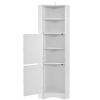 Tall Bathroom Corner Cabinet; Freestanding Storage Cabinet with Doors and Adjustable Shelves; MDF Board; Gray