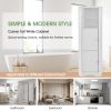 Tall Bathroom Corner Cabinet; Freestanding Storage Cabinet with Doors and Adjustable Shelves; MDF Board; Gray