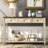 Console Table Sofa Table with Drawers for Entryway with Projecting Drawers and Long Shelf