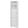 Tall Bathroom Corner Cabinet; Freestanding Storage Cabinet with Doors and Adjustable Shelves; MDF Board; Gray